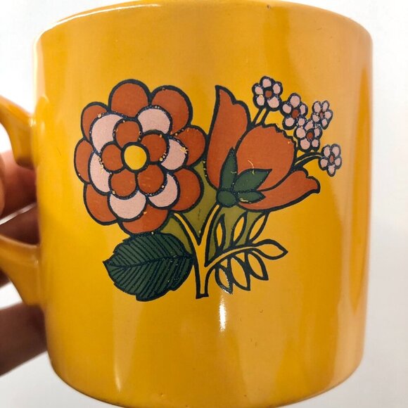 CARTWRIGHT & EDWARDS Vintage 4 Pce Yellow Orange Floral Midcentury Cup & Saucer - Picture 3 of 16